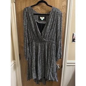 Maeve by Anthropologie Black White Carolyn Leopard Print Mini Dress Plus Size 1X